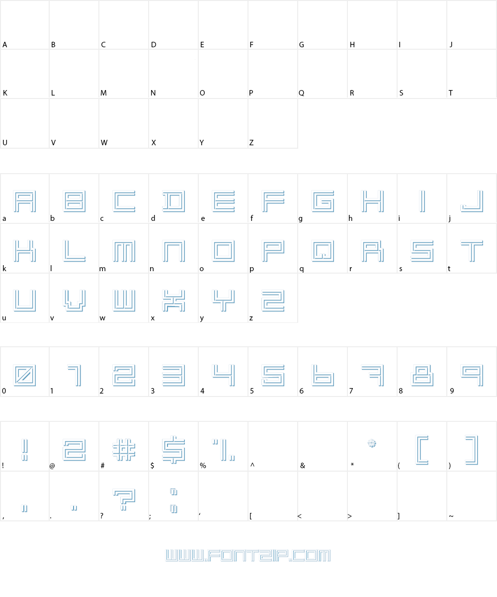 2 Lines shadow Font Character